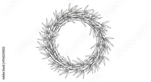 Elegant bamboo wreath illustration featuring natural simplicity with a clean design