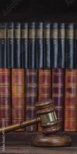 Wallpaper Mural Judge gavel resting on desk with legal books Torontodigital.ca
