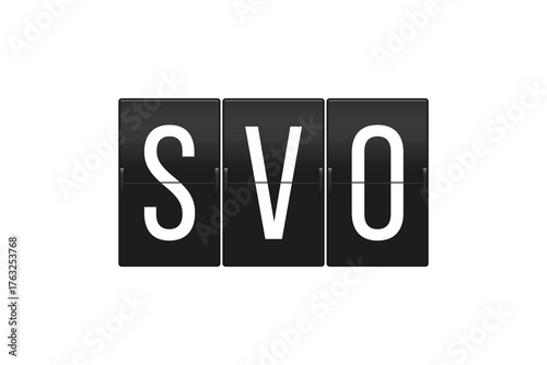 Photography SVO Airport Code on Split Flap Display Representing Sheremetyevo International A