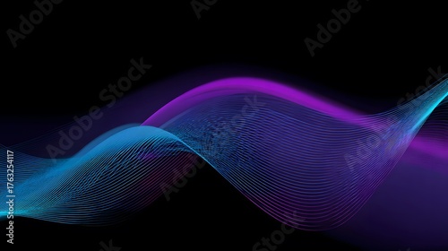 Elegant Digital Flow: Deep Purple and Teal Wave Abstract Background