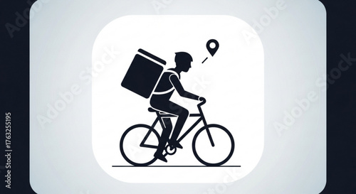 Delivery man riding bicycle with box fast delivery service concept courier on bike with parcel to customer
