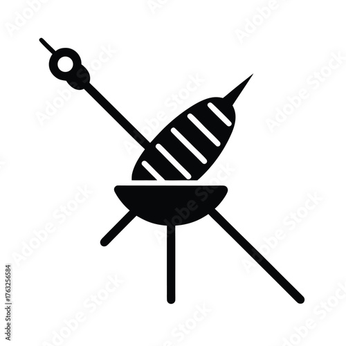 Brazilian Street Barbecue Skewer Grill Icon Illustration