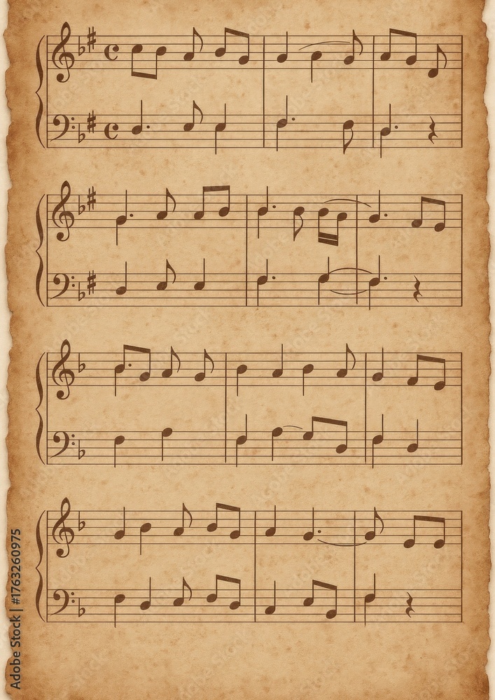 Fototapeta premium Vintage musical notes on parchment