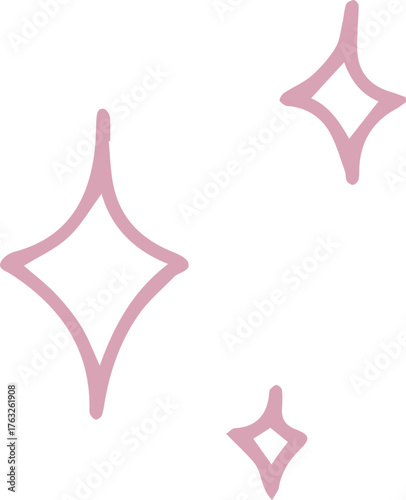 Unique pink sparkle shapes on a white background