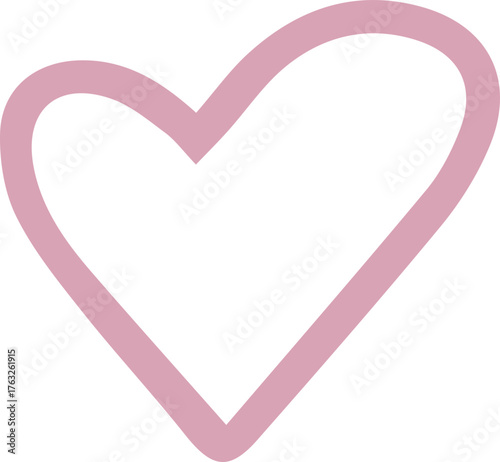 Heart shape outline in pink on a white background for design