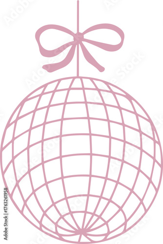 Hanging pink wire ornament with bow for festive decoration