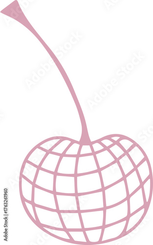 Pink cherry illustration in simple line art style