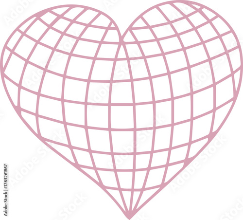 Stylized heart shape design in a grid pattern on a white background