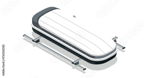Isometric car roof box on rails in minimalist style