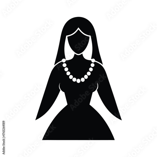 Bride Pearl Necklace Icon Illustration