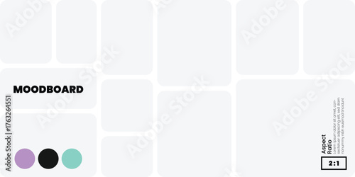 Creative Horizontal Moodboard Design in Bento Grid Style with Color Palette