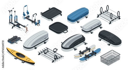 Isometric car roof racks and accessories for outdoor sports and travel