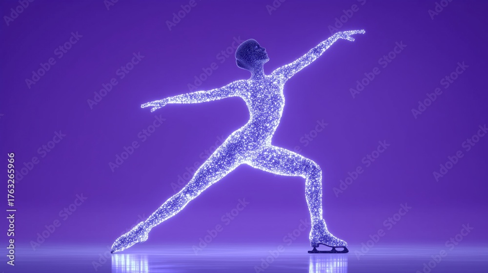Fototapeta premium Figure Skater Made of Light Futuristic Style 
