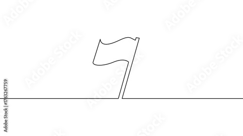One Line Art of Waving Flag. Minimalist Design