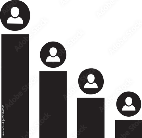 Visualize declining sales performance with this simple graph of people icons, ideal for showcasing reductions or losses in a clear, professional way