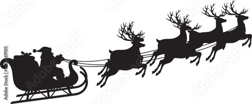 reindeer cart with Santa sitting in it, vector editable file