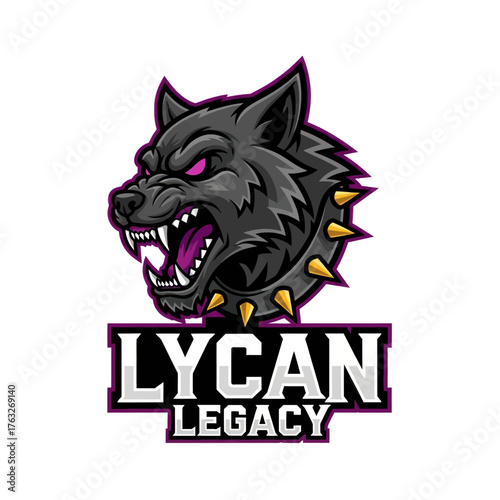 Fierce wolf head logo with glowing purple eyes and spiked collar, accompanied by bold text "LYCAN LEGACY" below.