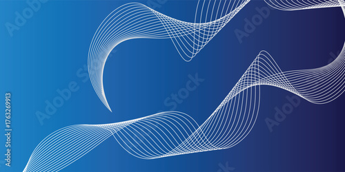 Abstract glowing geometric lines on dark background. Elegant shiny blue rounded lines pattern. Modern futuristic graphic. Suit for poster, banner, brochure, modern arts