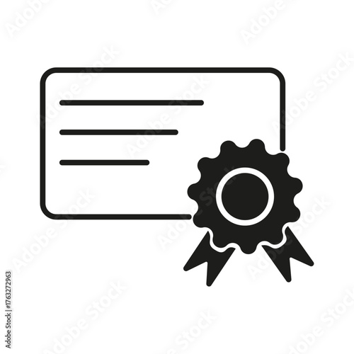An outline icon of a certificate with a seal for websites or blogs on education, achievement, awards, professional qualifications. Cybersecurity Certification Icon. Vector of certificate in line style