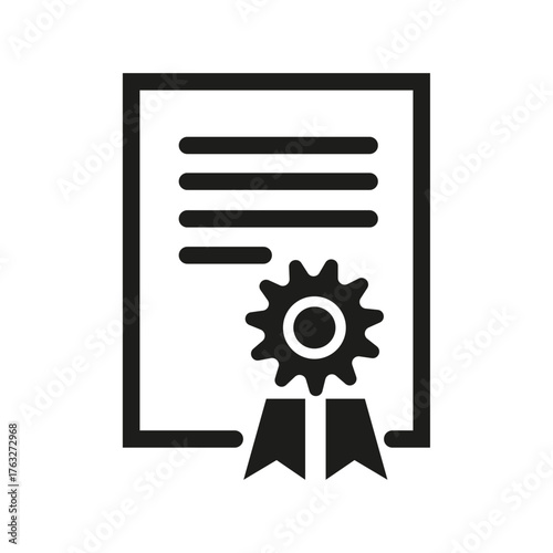 An outline icon of a certificate with a seal for websites or blogs on education, achievement, awards, professional qualifications. Cybersecurity Certification Icon. Vector of certificate in line style