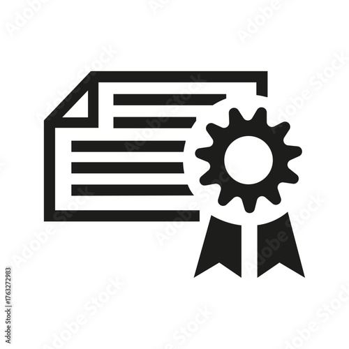 An outline icon of a certificate with a seal for websites or blogs on education, achievement, awards, professional qualifications. Cybersecurity Certification Icon. Vector of certificate in line style