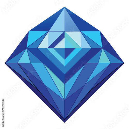 Geometric Blue Diamond Facet Design gemstone jewel