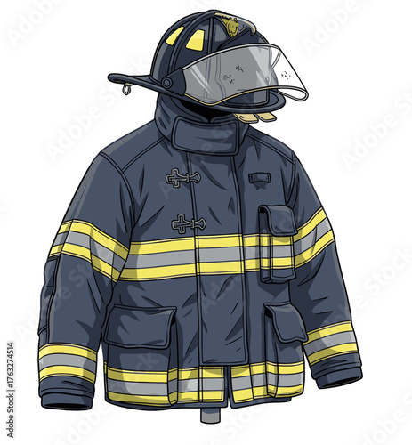 Illustrative Firefighter Uniform Jacket With Reflective Stripes, A Protective Gear Essential