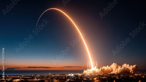 Stunning Rocket Launch at Dusk