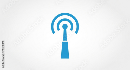 Illustration of a blue antenna signal icon, representing wireless communication and network connectivity