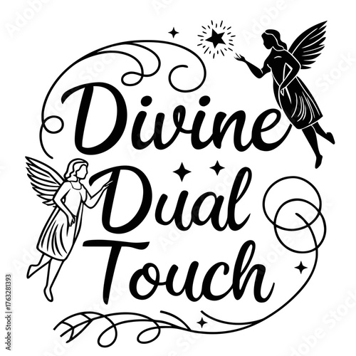 Divine dual touch on white background
