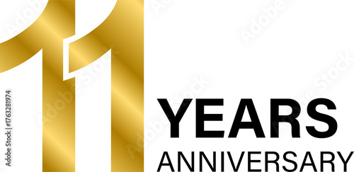 11 years anniversary gold icon for graphic design, logo, website, social media, mobile app, UI illustration