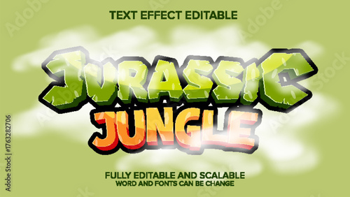 jurassic jungle text effect vector editable