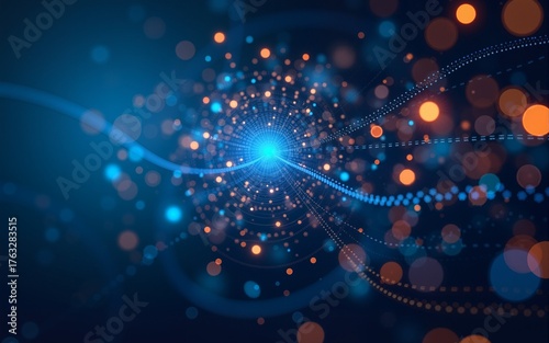 New age of data visualization. Data science and visual management design concept. Abstract background. Hand edited, generative AI based. High quality