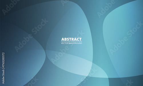 Dark blue abstract background with circular layers. Modern minimalist geometric design wide banner with dynamic shapes. Vector illustration