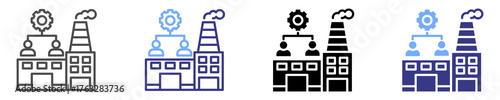 industrial society icon set multiple style
