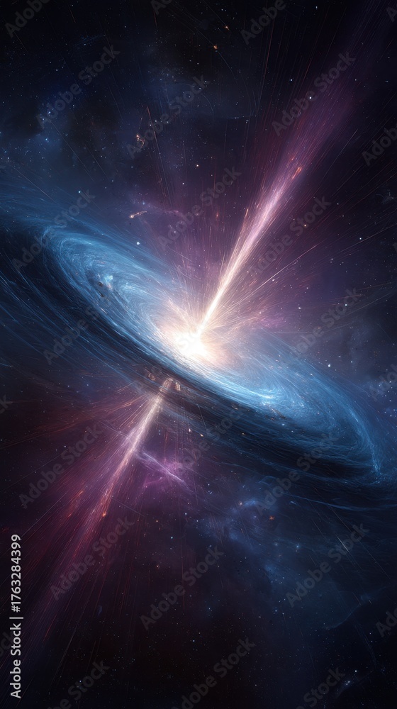 Obraz premium Cosmic Galaxy Formation in Deep Space Abstract Digital Art with Nebula Swirls and Stellar Bursts