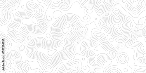 Contour Lines Topographic Map Illustration Showing Elevation and Relief in a Stylized Black and White Design