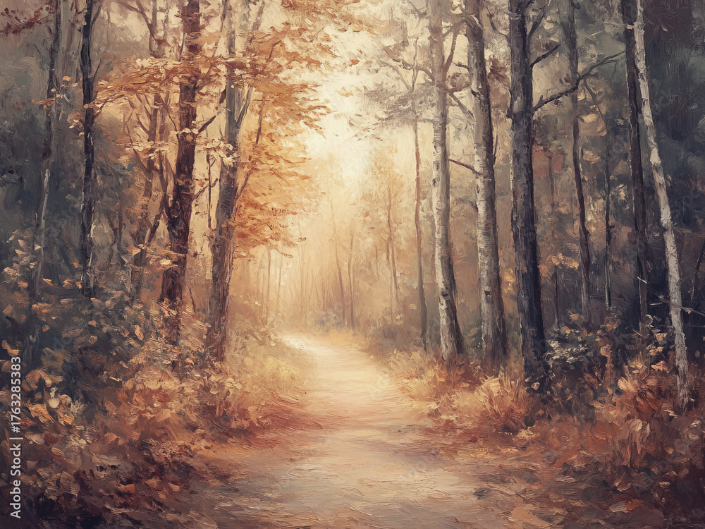Obraz premium Autumn Forest Path Print