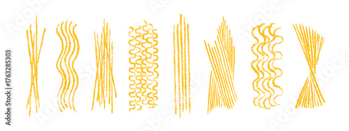 Pasta set, macaroni crayon Art texture hand drawn