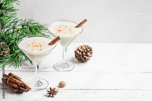 Eggnog Martini or Brandy Alexander cocktail for Christmas