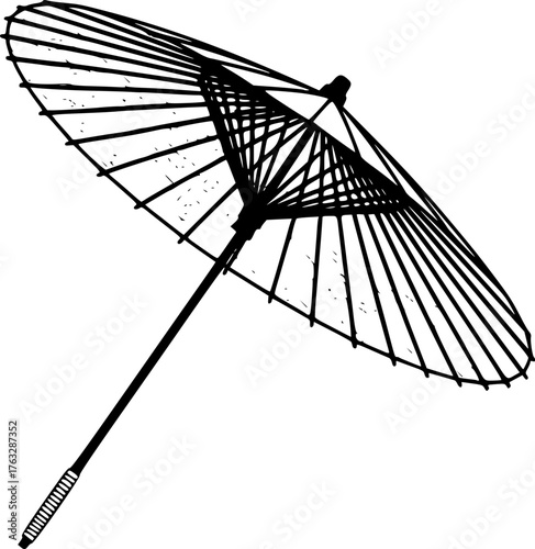Classic japanese parasol providing shade on a sunny day or shelter from rain
