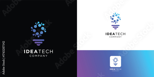 modern light bulb tech logo design