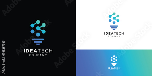 modern light bulb tech logo design template