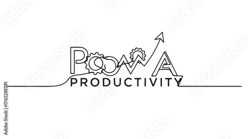 Conceptual graphic showing upward growth and gears symbolizing business productivity and progress.