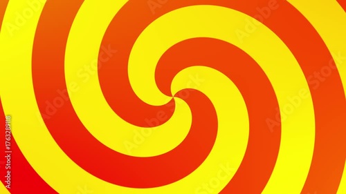 Red and yellow simple hypnotic spiral background, geometric animation