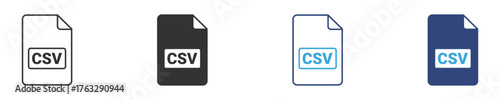 csv file format document icon set, vector illustration .