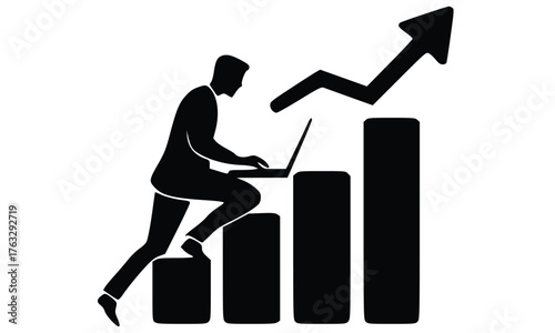 Successful business woman drawing a graph of growth in the office