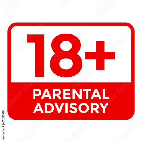18 plus parental advisory symbol element red and white png file transparent background