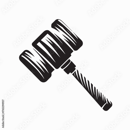 Rubber Mallet Tool Logo for Construction or Woodworking on white background