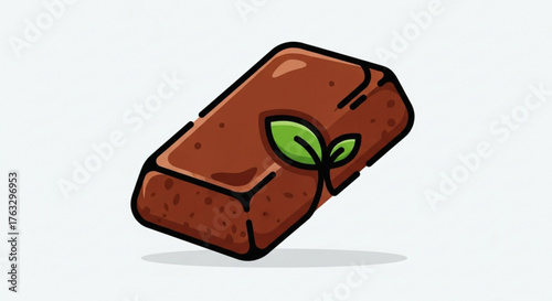 A delightful chocolate brownie with a fresh green leaf, , a sweet treat for any occasion, perfect for dessert